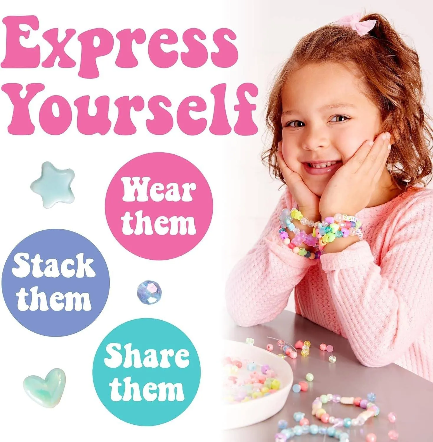 Creatology Unicorn Charm Beads DIY Jewelry Making Kit for Girls with Portable Travel Jar