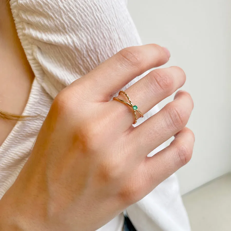 Crisscross Gem Ring