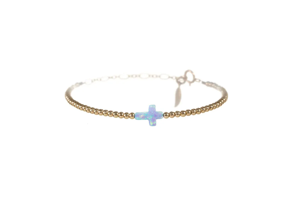 CROSS | Opal Charm and 14K Gold Filled Beads Bracelet