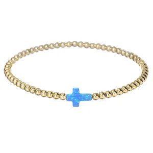 CROSS | Opal Charm and 14K Gold Filled Beads Bracelet
