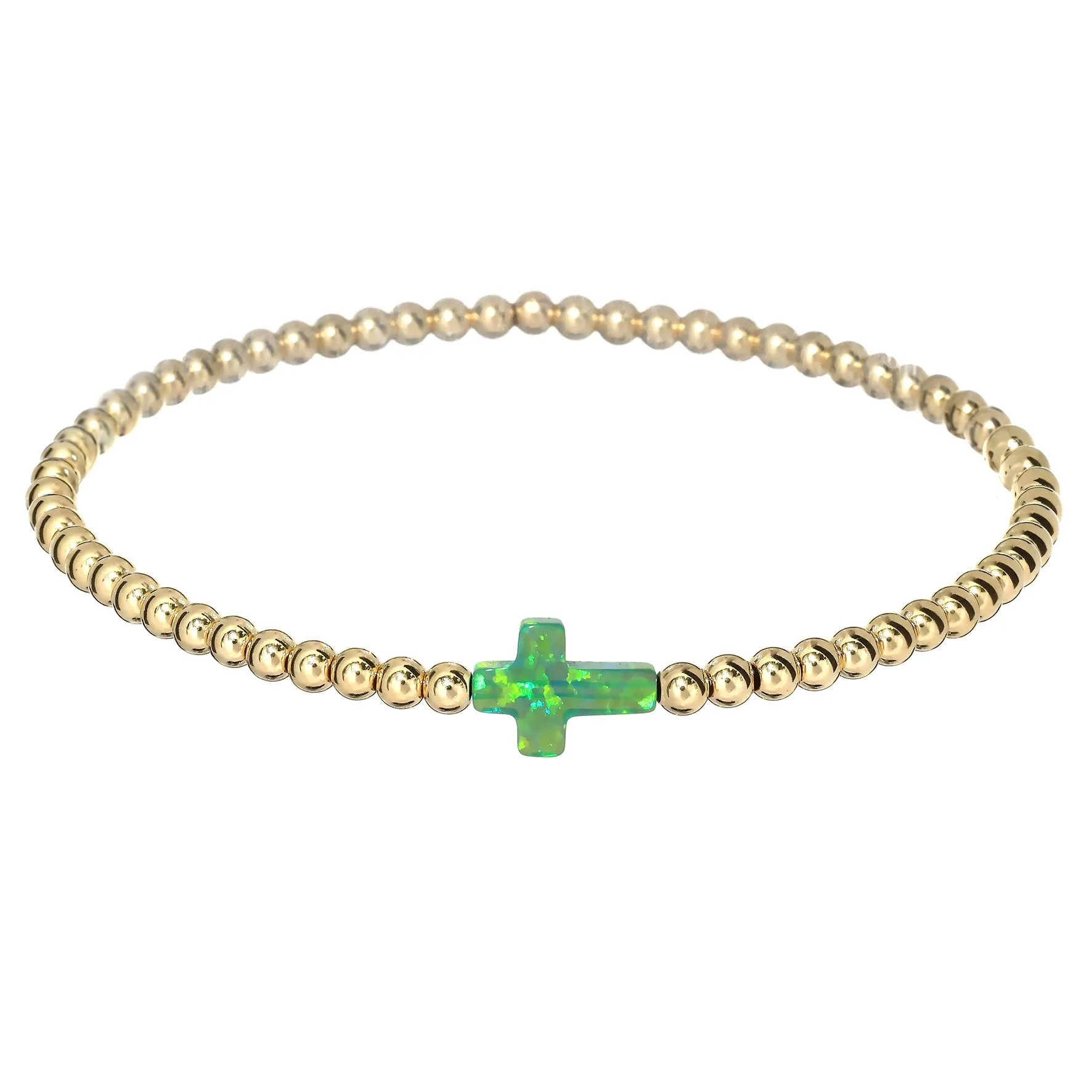 CROSS | Opal Charm and 14K Gold Filled Beads Bracelet