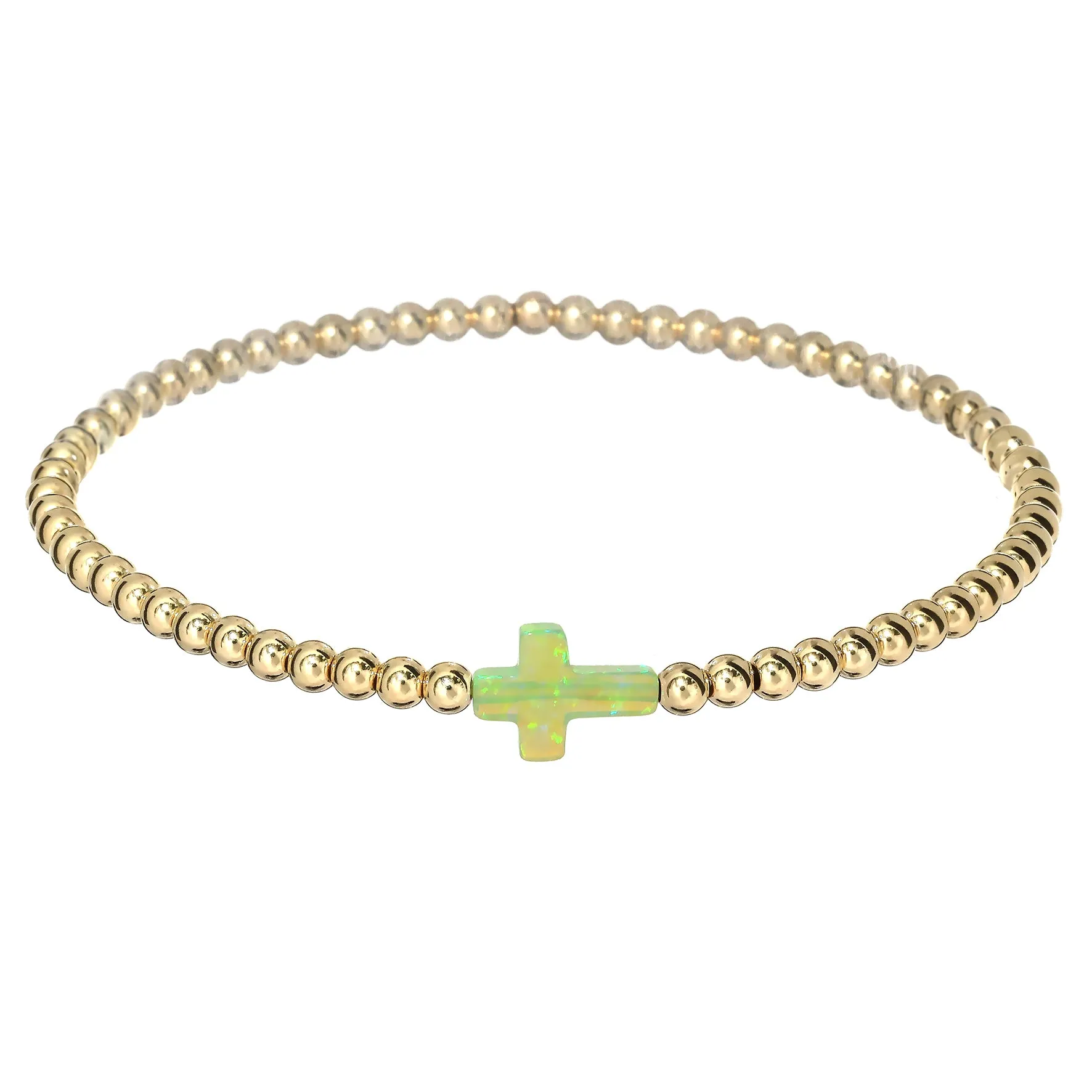 CROSS | Opal Charm and 14K Gold Filled Beads Bracelet