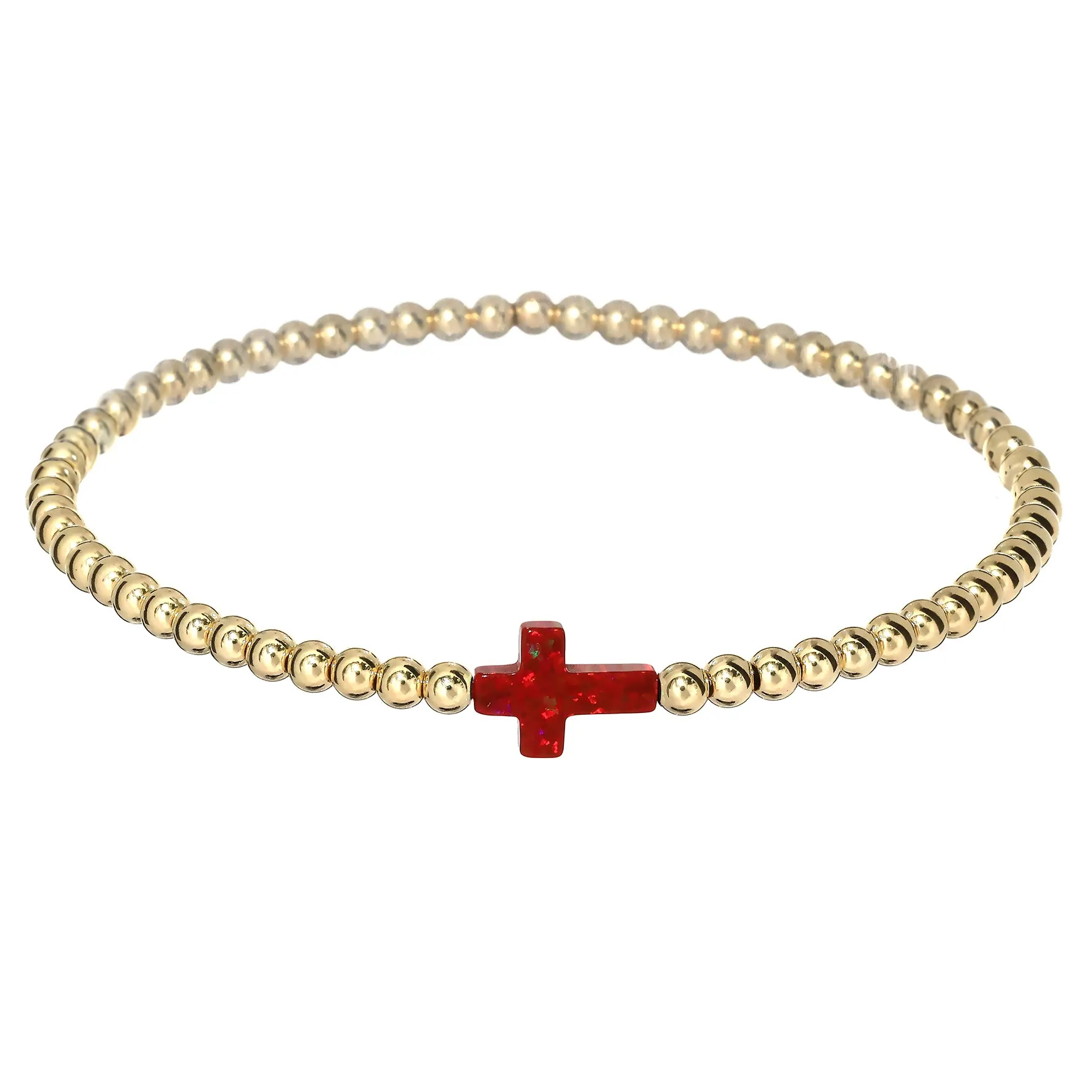 CROSS | Opal Charm and 14K Gold Filled Beads Bracelet