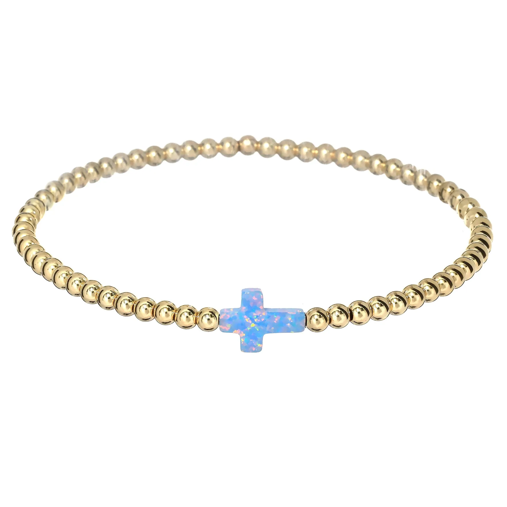 CROSS | Opal Charm and 14K Gold Filled Beads Bracelet