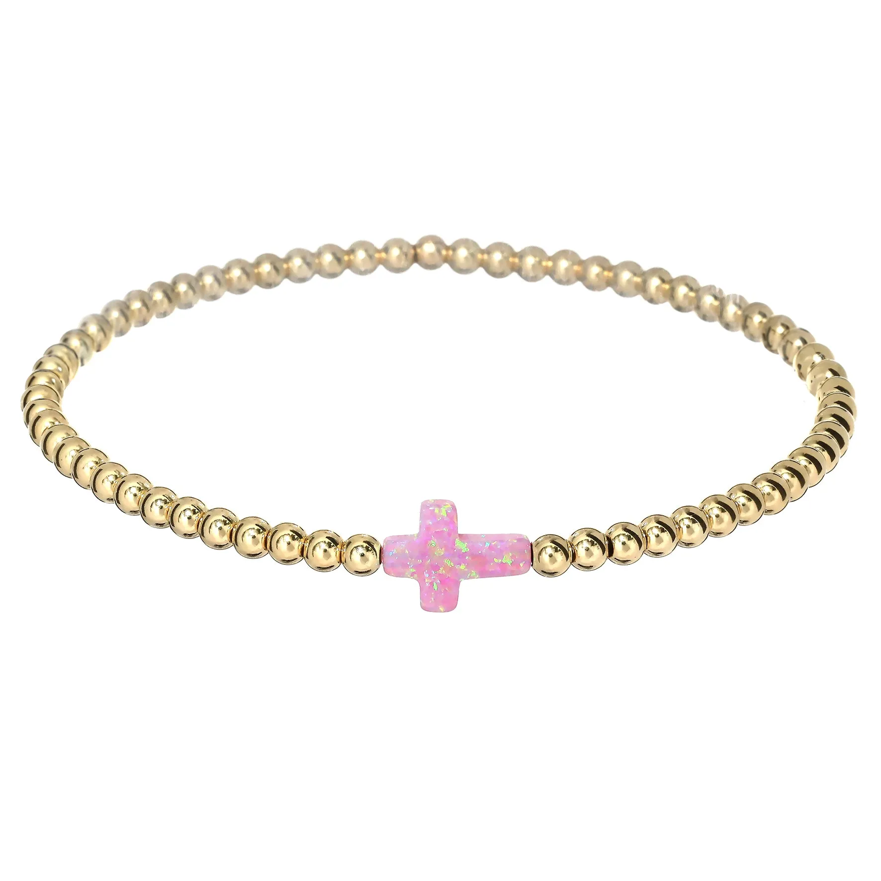 CROSS | Opal Charm and 14K Gold Filled Beads Bracelet