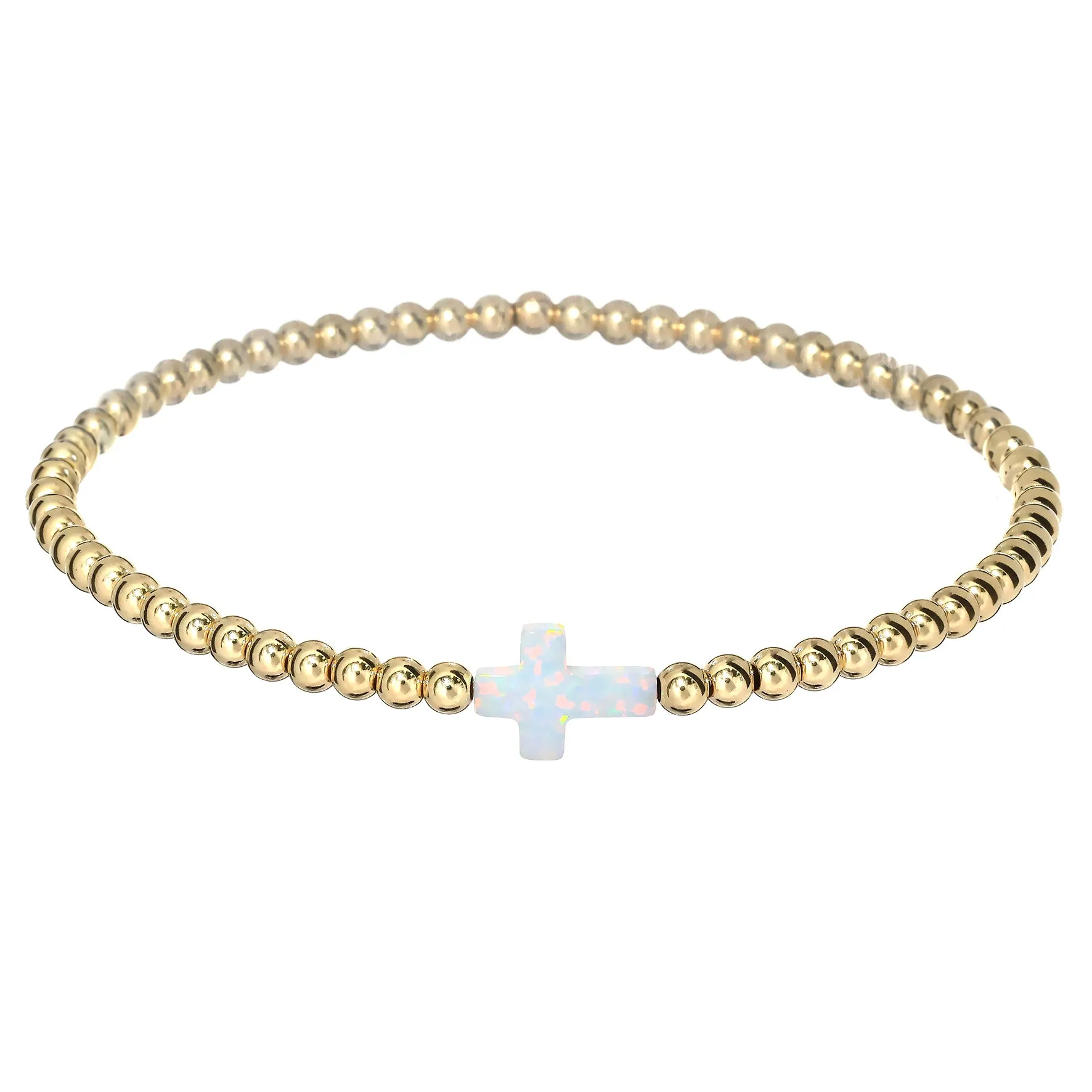 CROSS | Opal Charm and 14K Gold Filled Beads Bracelet