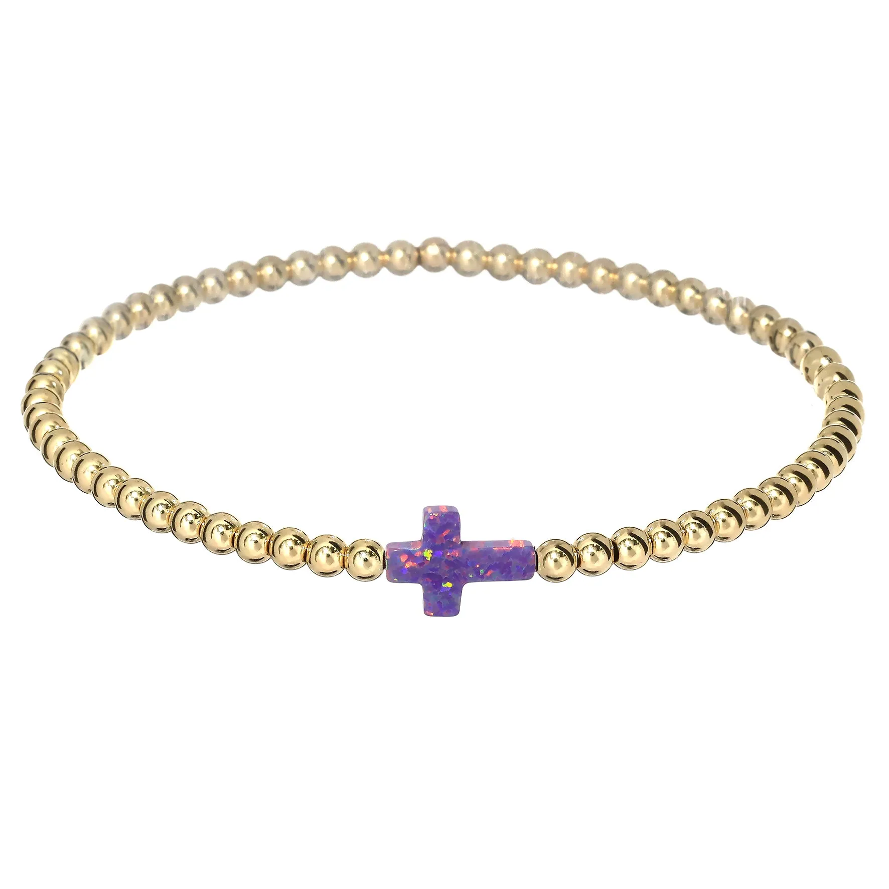 CROSS | Opal Charm and 14K Gold Filled Beads Bracelet