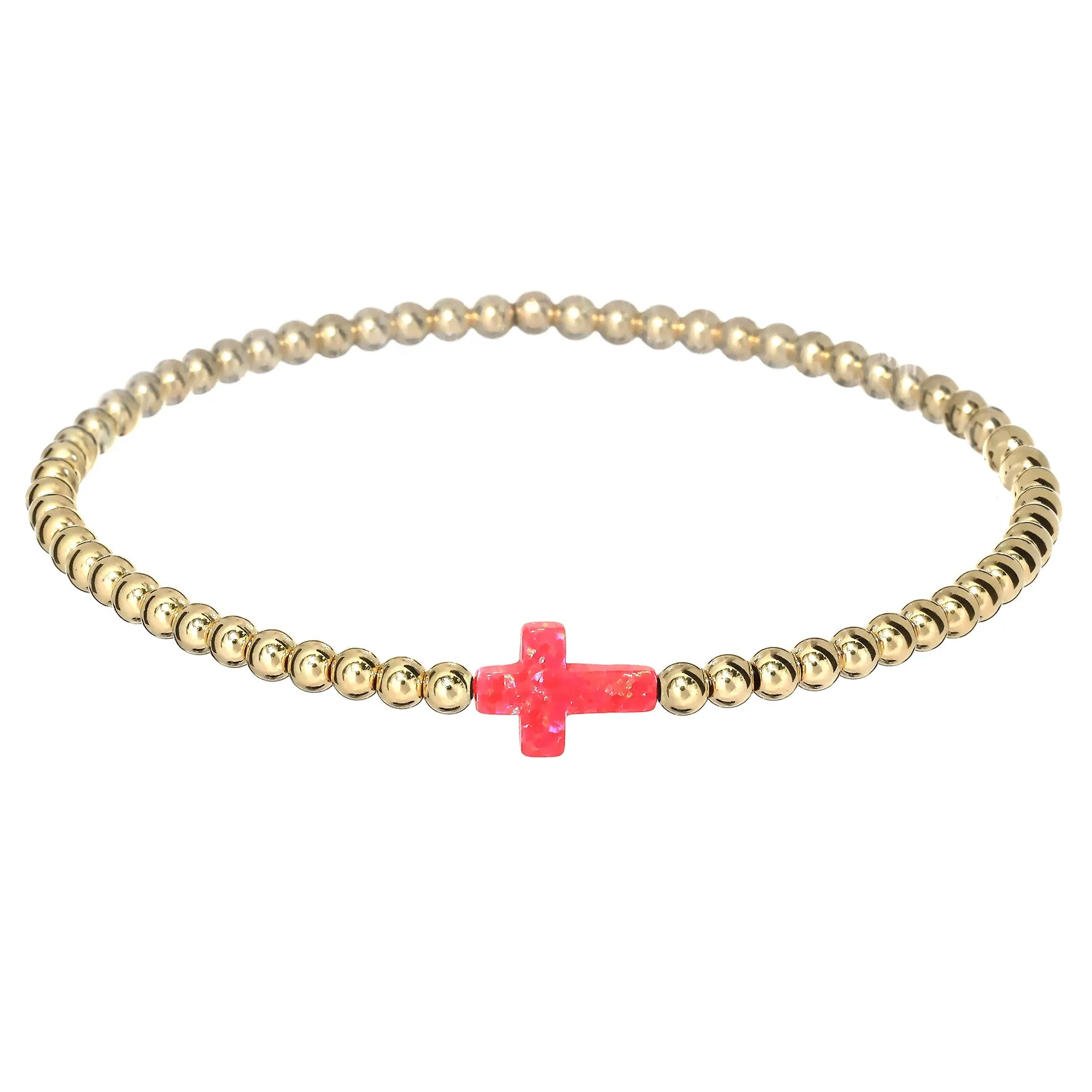CROSS | Opal Charm and 14K Gold Filled Beads Bracelet