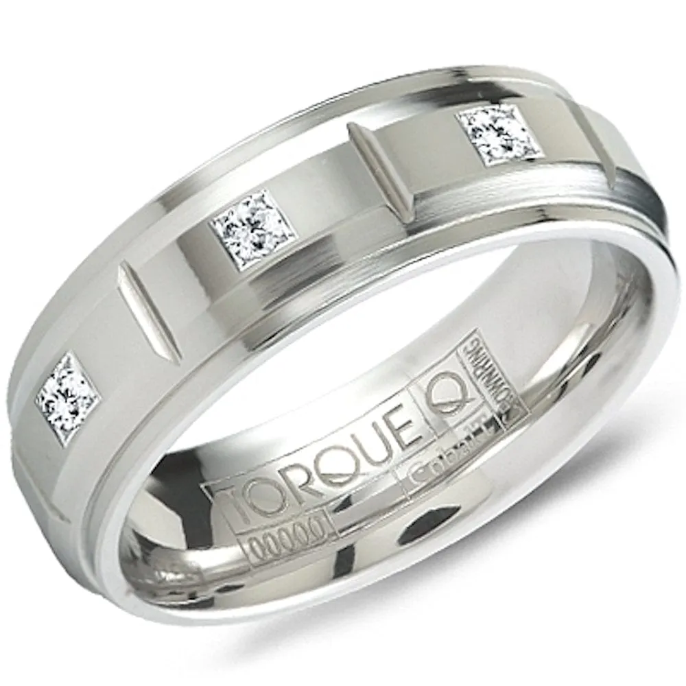 Crown Ring White Cobalt CZ Wedding Band