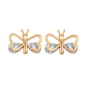 Crystal & 18K Gold-Plated Butterfly Stud Earrings