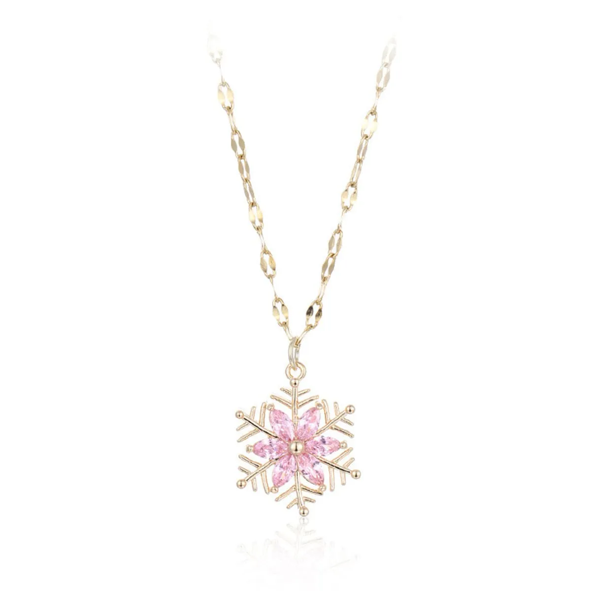 Crystal & 18K Rose Gold-Plated Snowflake Pendant Necklace