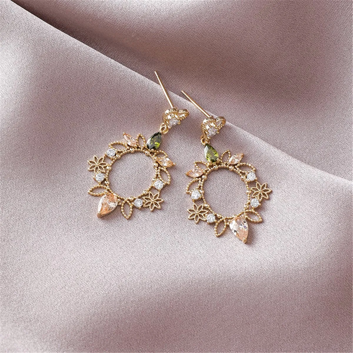 Crystal & Cubic Zirconia 18K Gold-Plated Heart Flower Drop Earrings