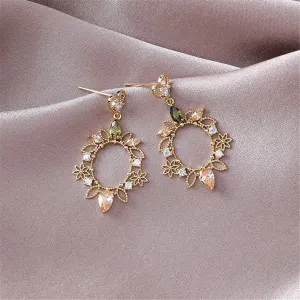 Crystal & Cubic Zirconia 18K Gold-Plated Heart Flower Drop Earrings
