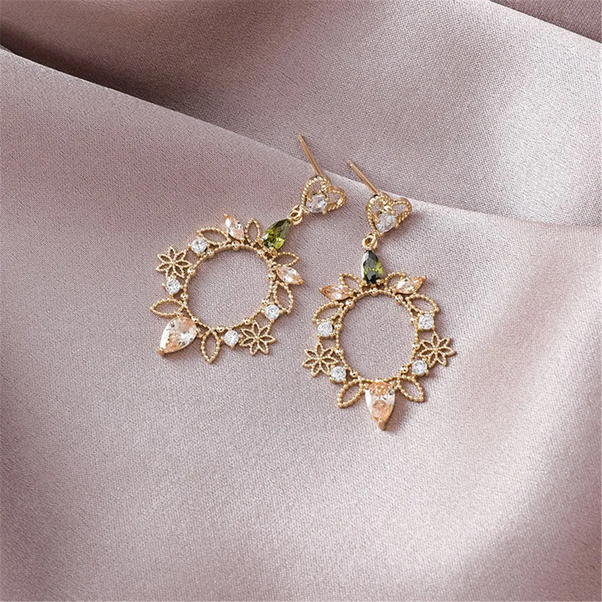 Crystal & Cubic Zirconia 18K Gold-Plated Heart Flower Drop Earrings