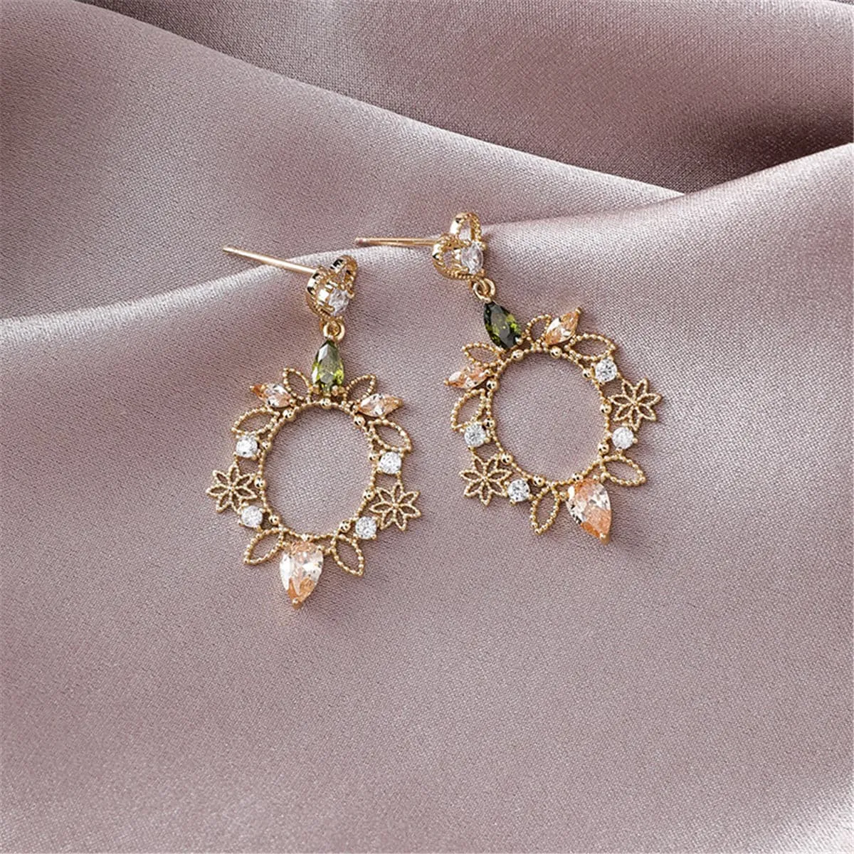Crystal & Cubic Zirconia 18K Gold-Plated Heart Flower Drop Earrings