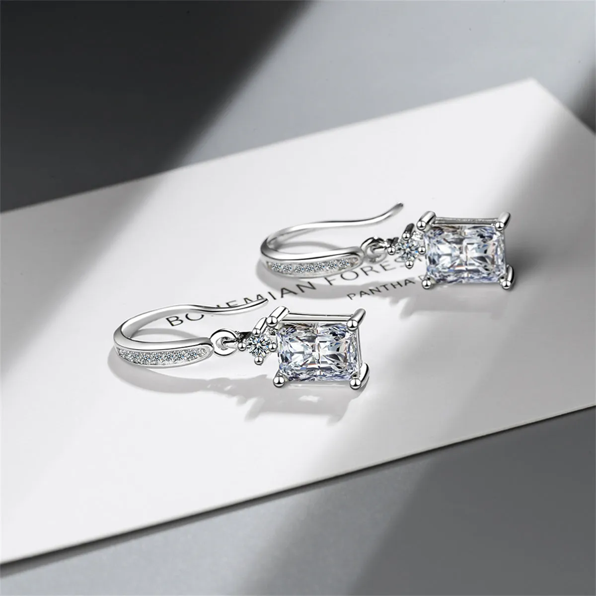 Crystal & Cubic Zirconia Emerald-Cut Hook Drop Earrings