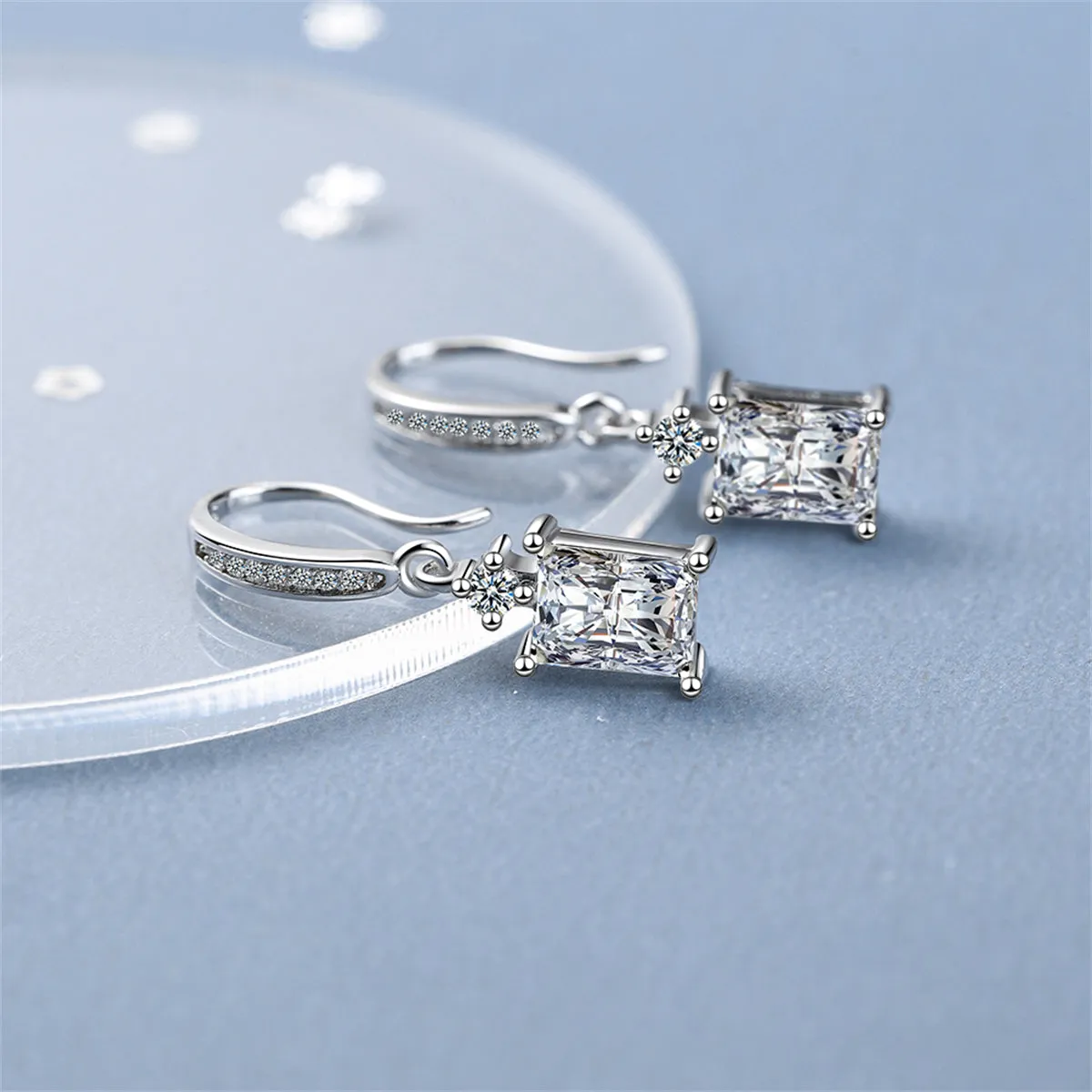 Crystal & Cubic Zirconia Emerald-Cut Hook Drop Earrings