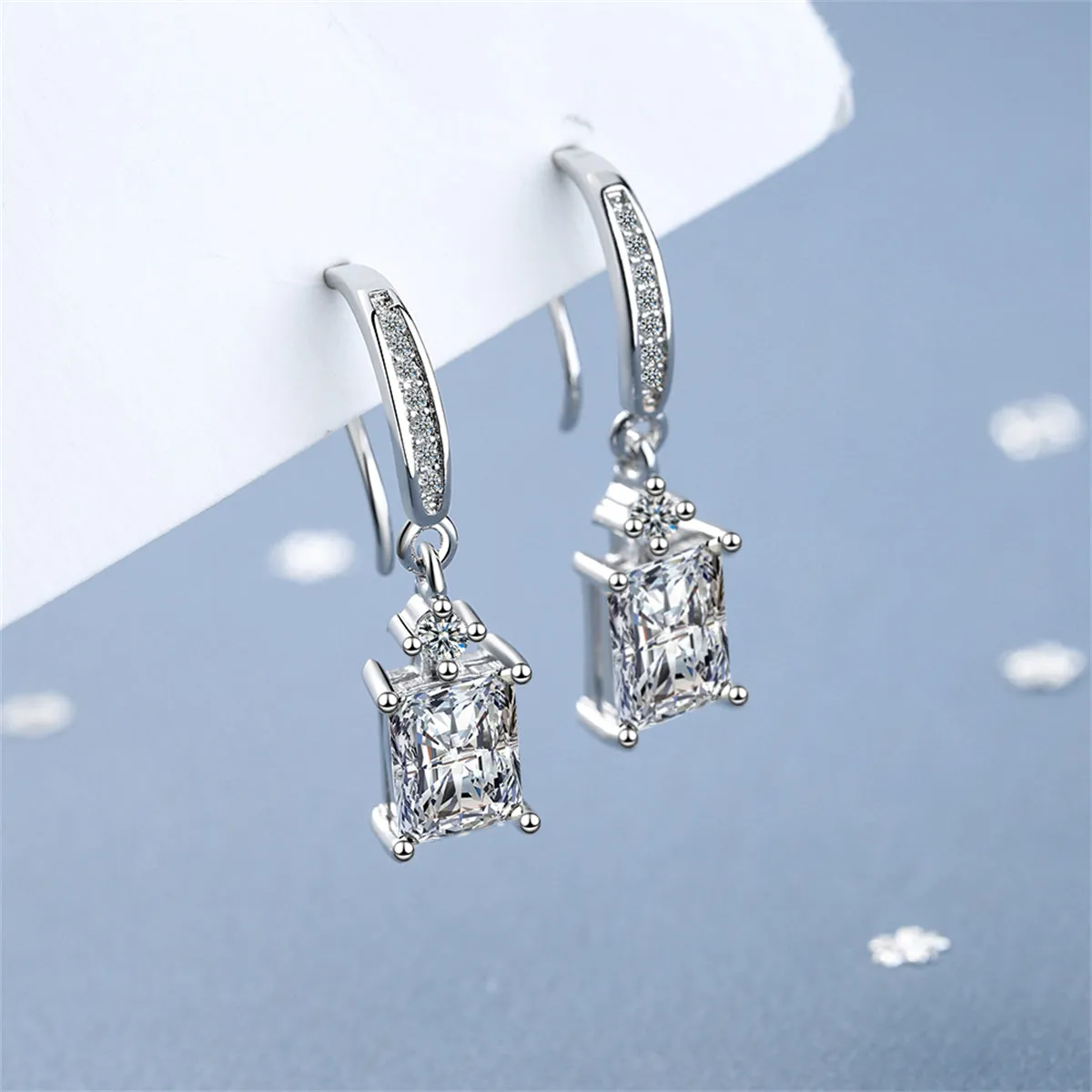 Crystal & Cubic Zirconia Emerald-Cut Hook Drop Earrings