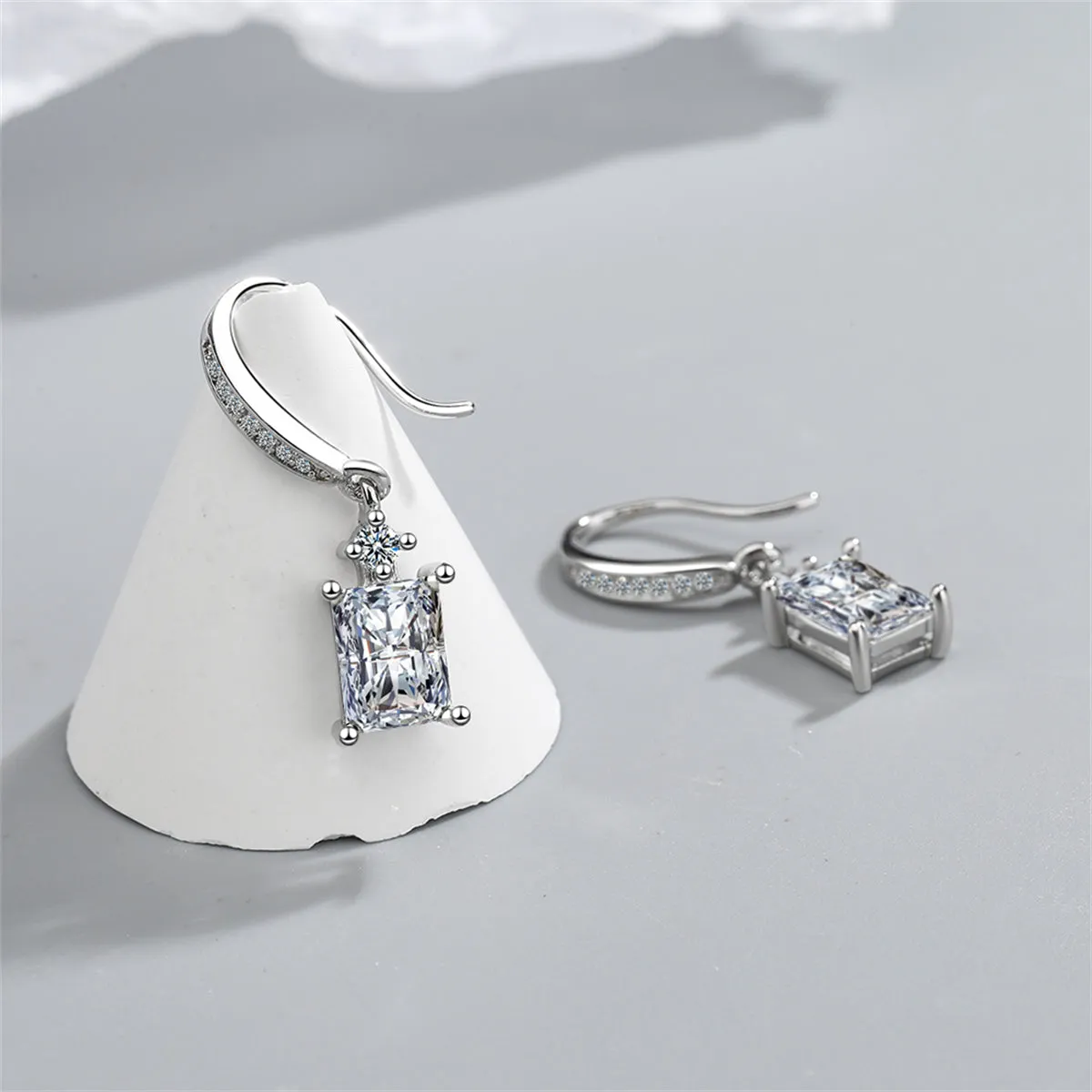 Crystal & Cubic Zirconia Emerald-Cut Hook Drop Earrings