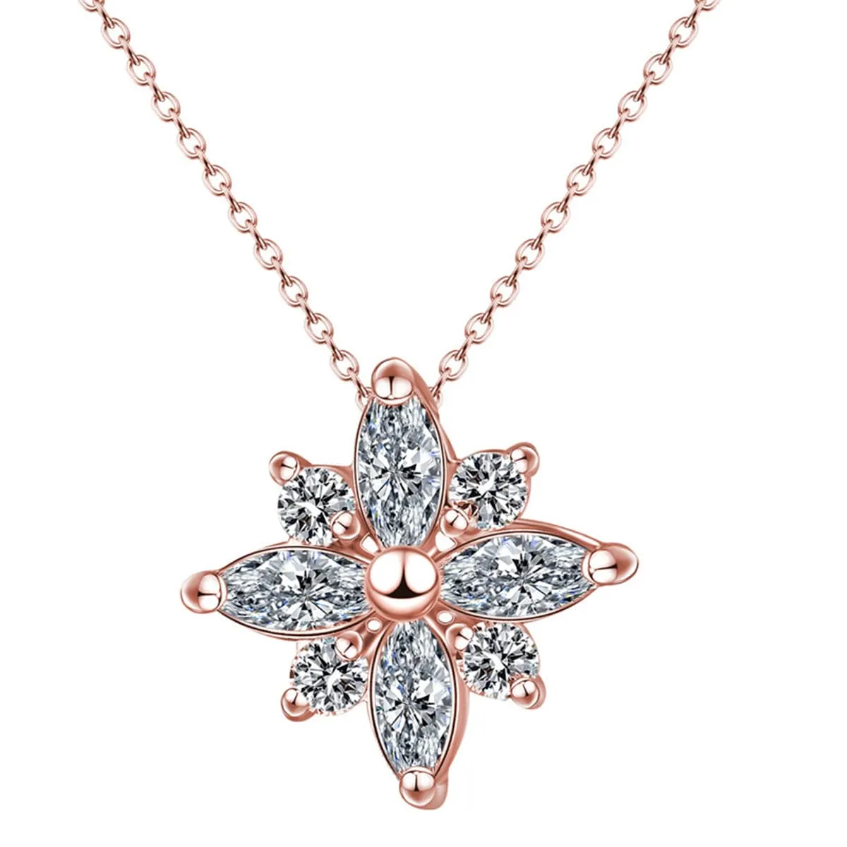 Crystal & Cubic Zirconia Flower Pendant Necklace