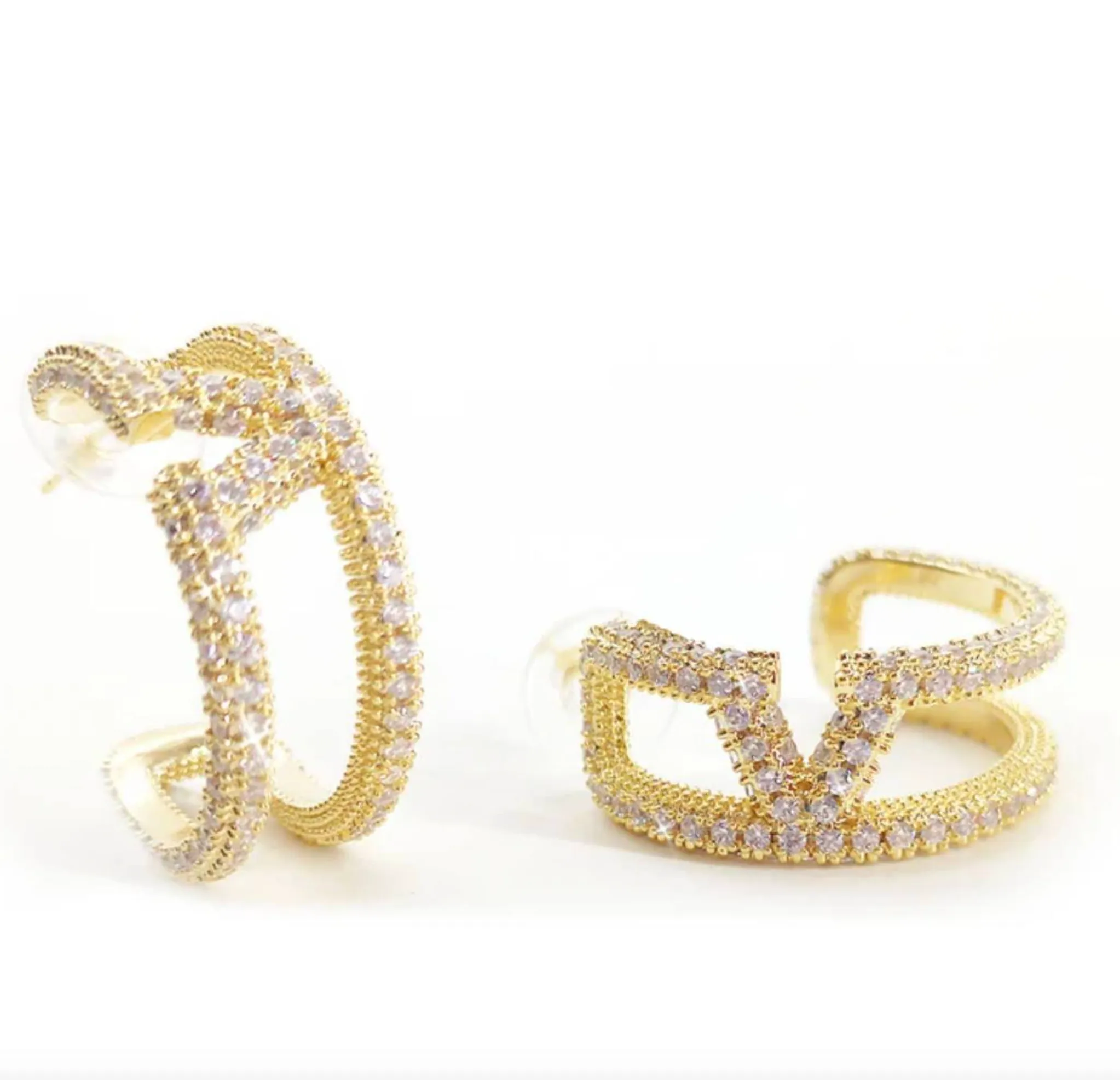 Crystal Encrusted Open Hoop earrings 2 colours