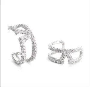 Crystal Encrusted Open Hoop earrings 2 colours