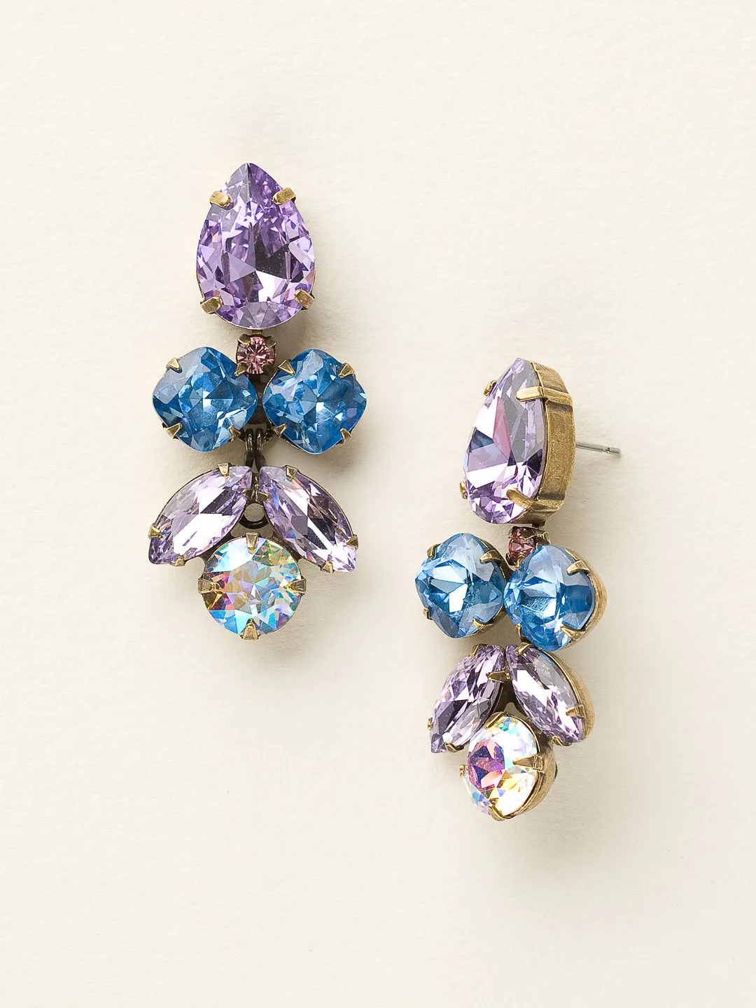 Crystal Lotus Flower Dangle Earrings - ECR1AGSPR
