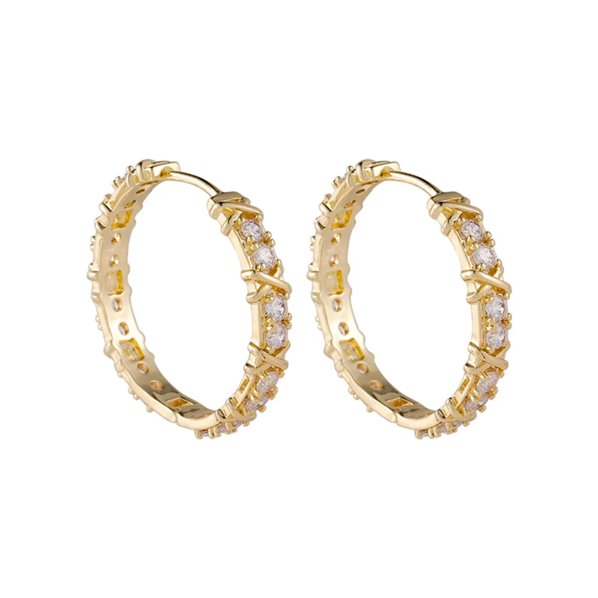 Cubic Zirconia & 18K Gold-Plated Hoop Earrings