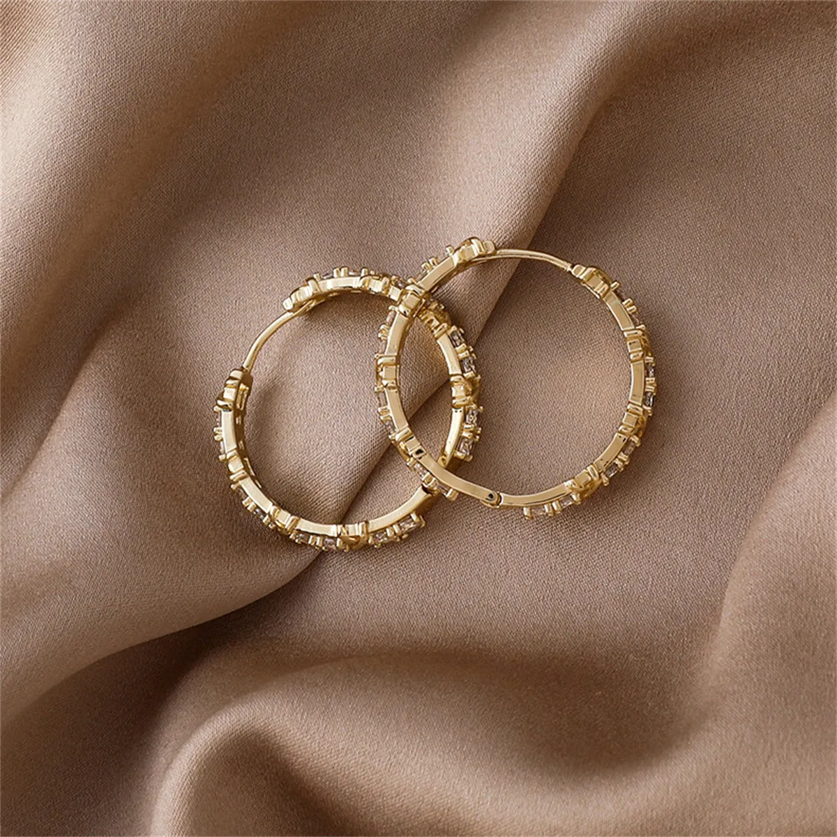 Cubic Zirconia & 18K Gold-Plated Hoop Earrings
