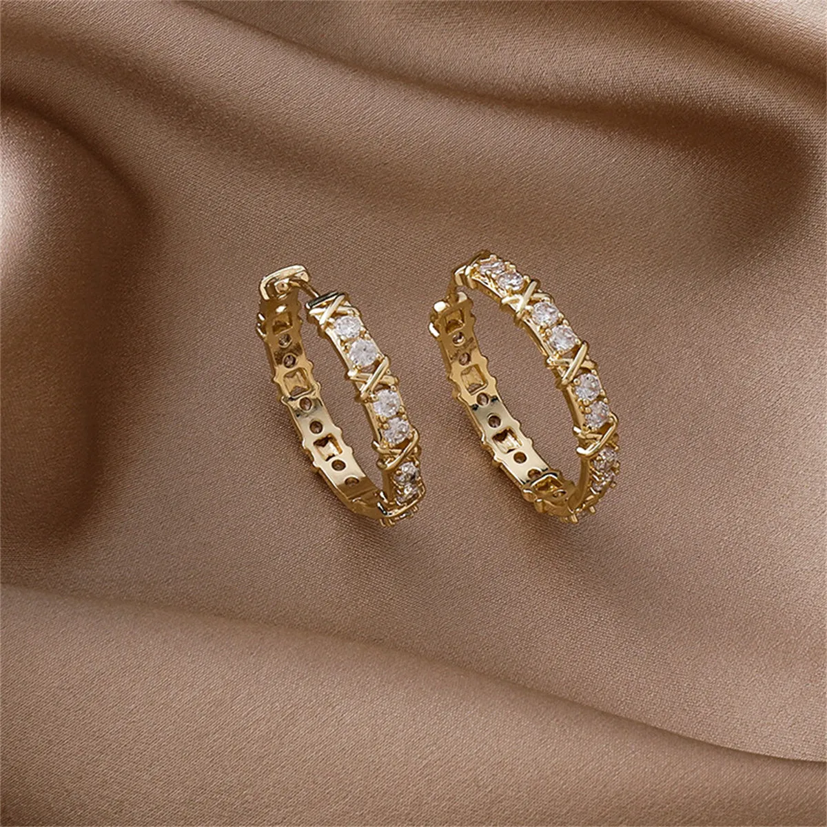 Cubic Zirconia & 18K Gold-Plated Hoop Earrings