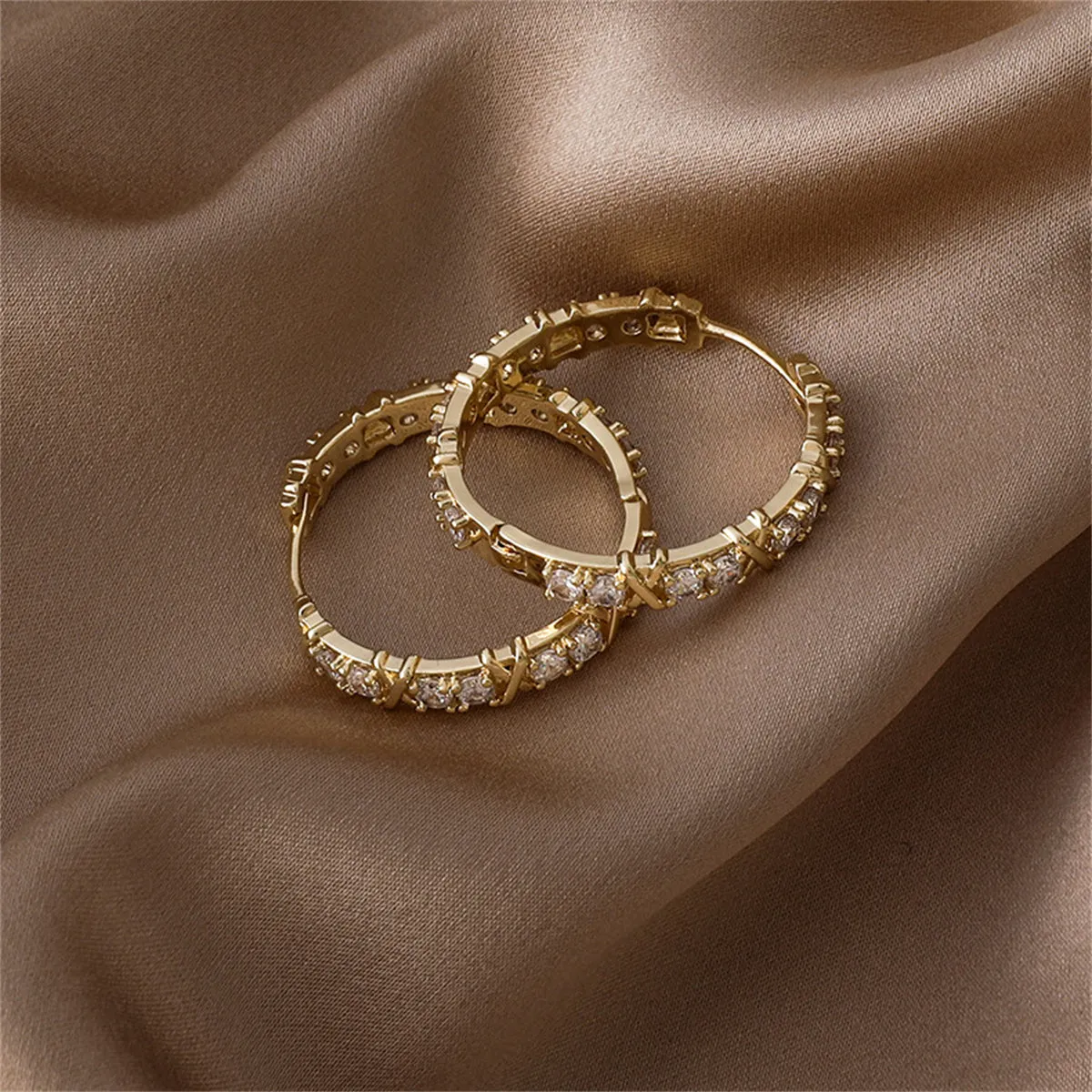 Cubic Zirconia & 18K Gold-Plated Hoop Earrings
