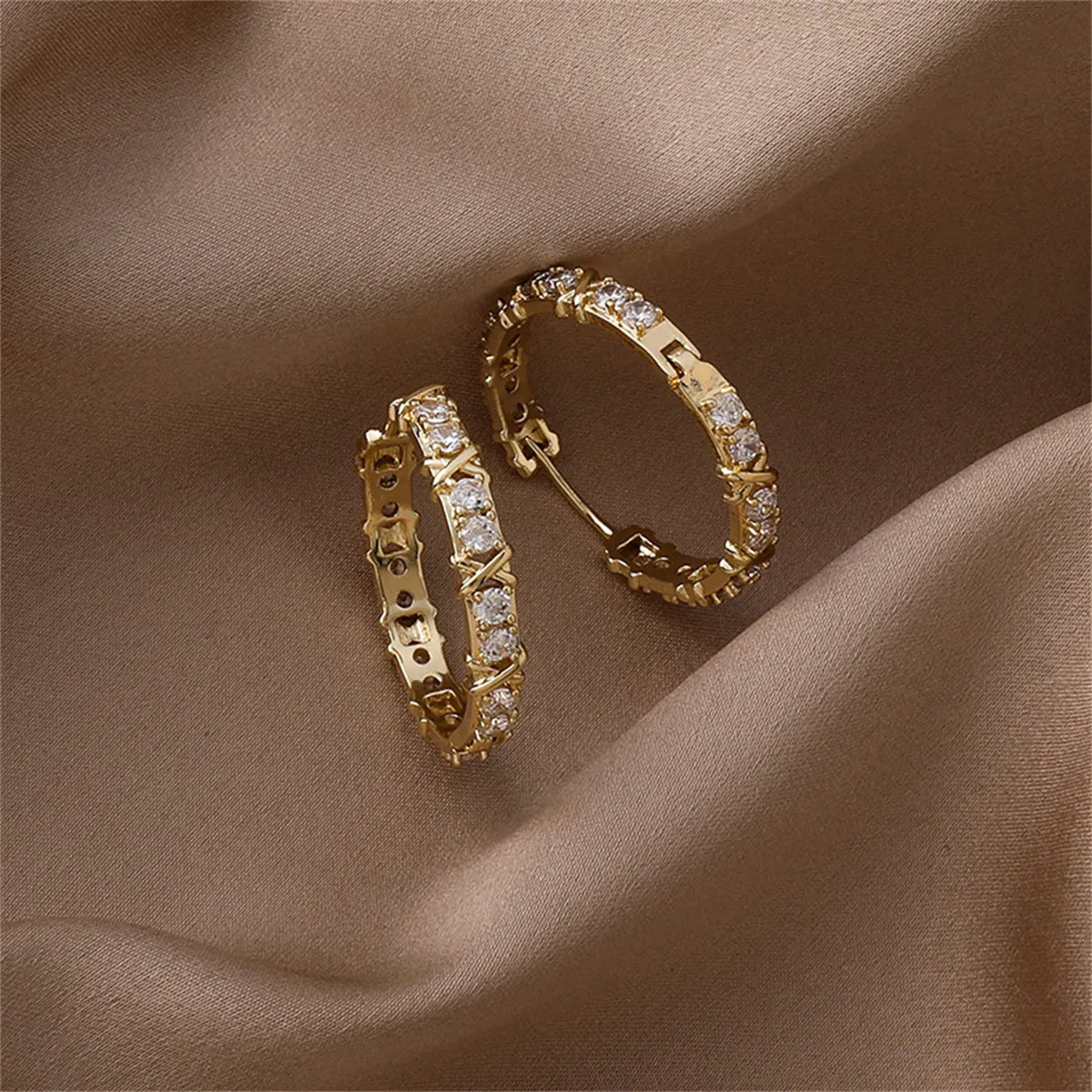 Cubic Zirconia & 18K Gold-Plated Hoop Earrings