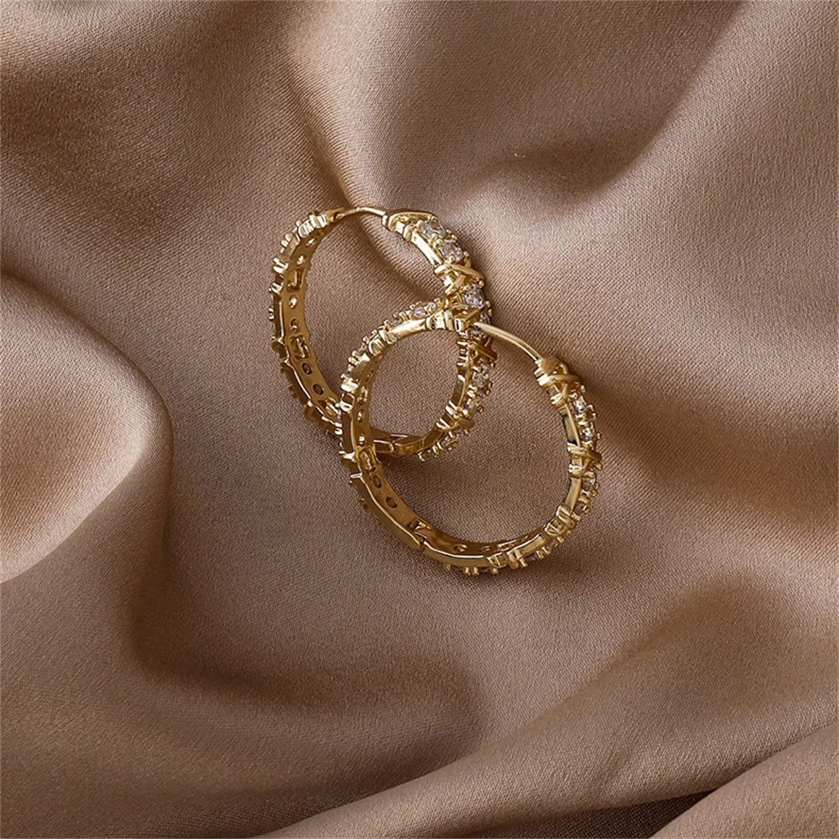 Cubic Zirconia & 18K Gold-Plated Hoop Earrings