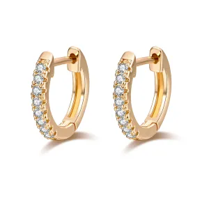 Cubic Zirconia & 18K Gold-Plated Huggie Earring