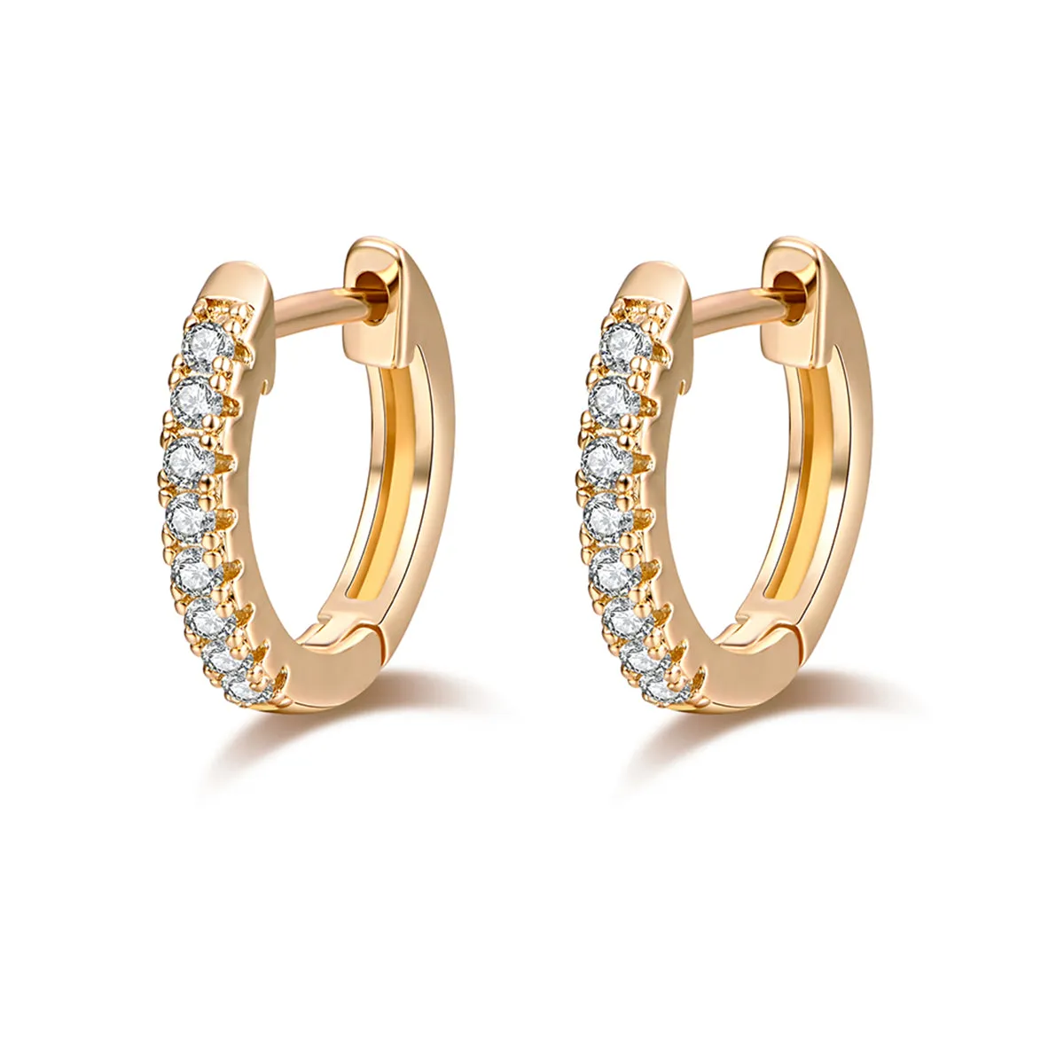 Cubic Zirconia & 18K Gold-Plated Huggie Earring
