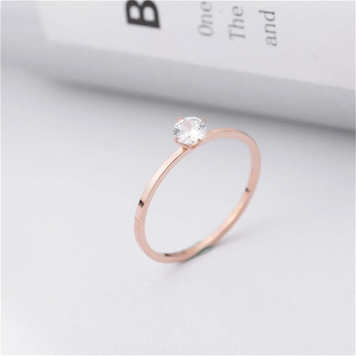 Cubic Zirconia & 18K Rose Gold-Plated Cocktail Ring