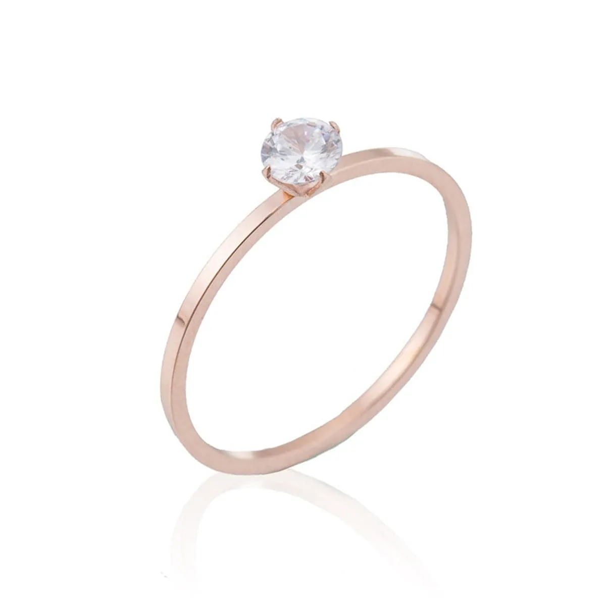 Cubic Zirconia & 18K Rose Gold-Plated Cocktail Ring