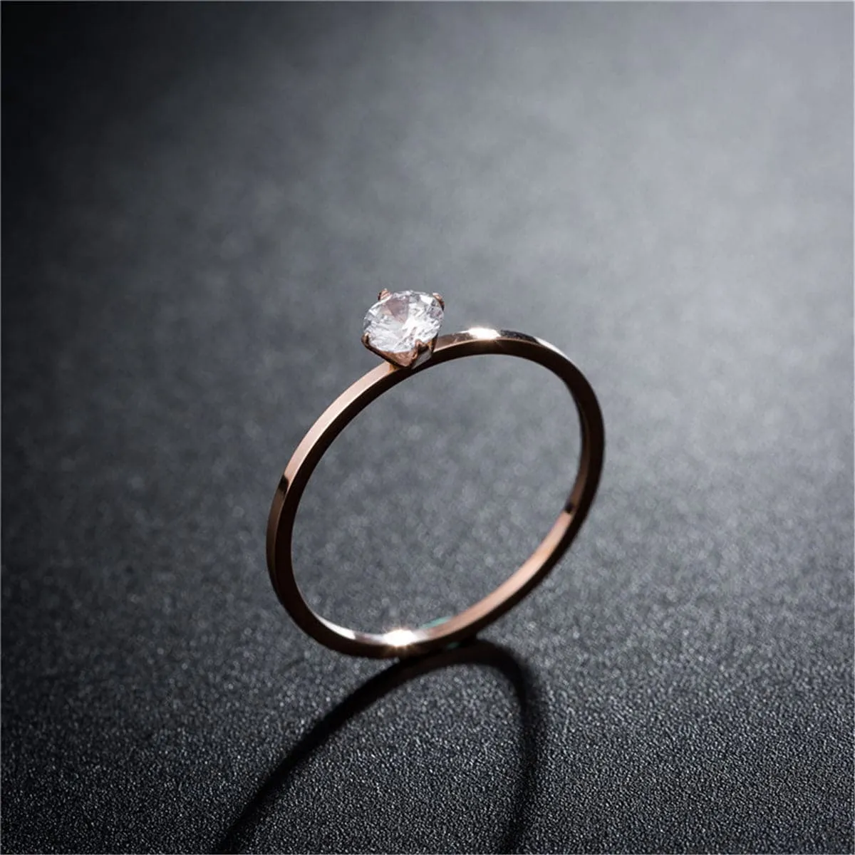 Cubic Zirconia & 18K Rose Gold-Plated Cocktail Ring