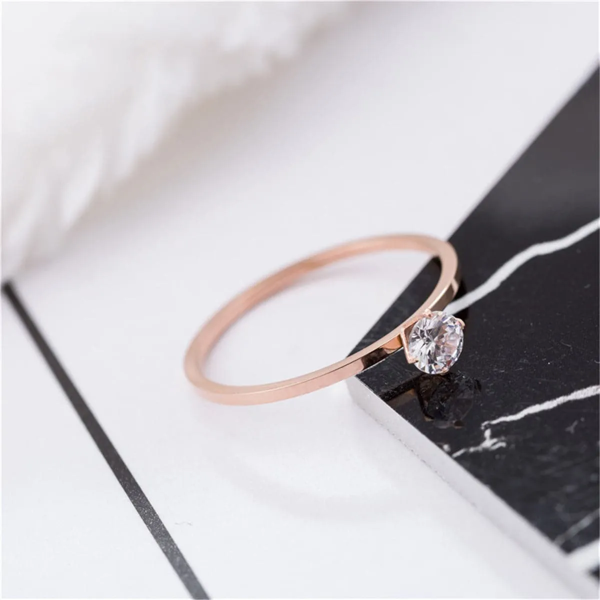 Cubic Zirconia & 18K Rose Gold-Plated Cocktail Ring