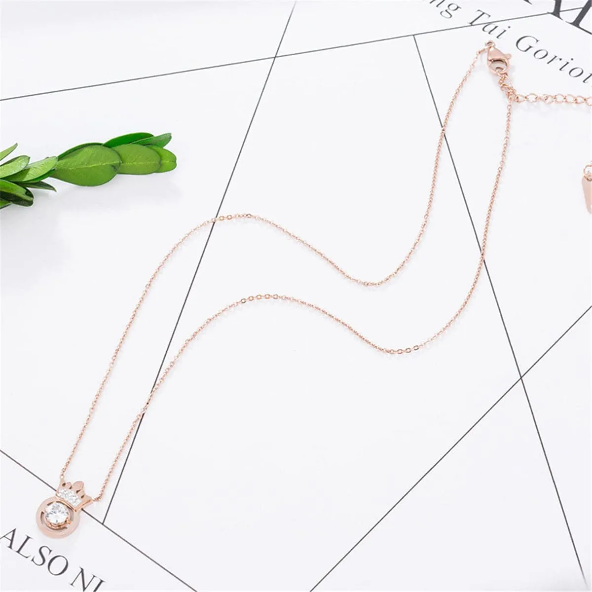 Cubic Zirconia & 18K Rose Gold-Plated Crown Pendant Necklace