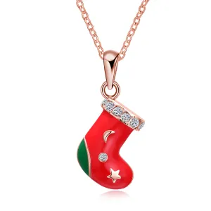 Cubic Zirconia & Enamel 18K Rose Gold-Plated Boot Pendant Necklace