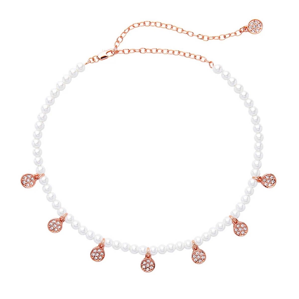Cubic Zirconia & Pearl Station Necklace