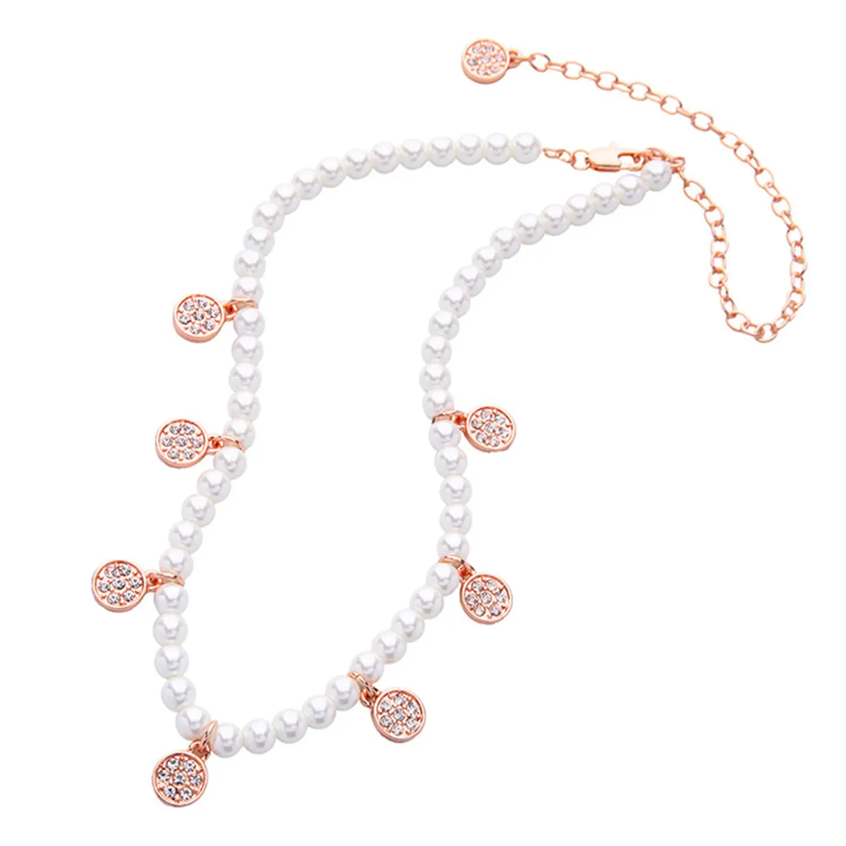 Cubic Zirconia & Pearl Station Necklace