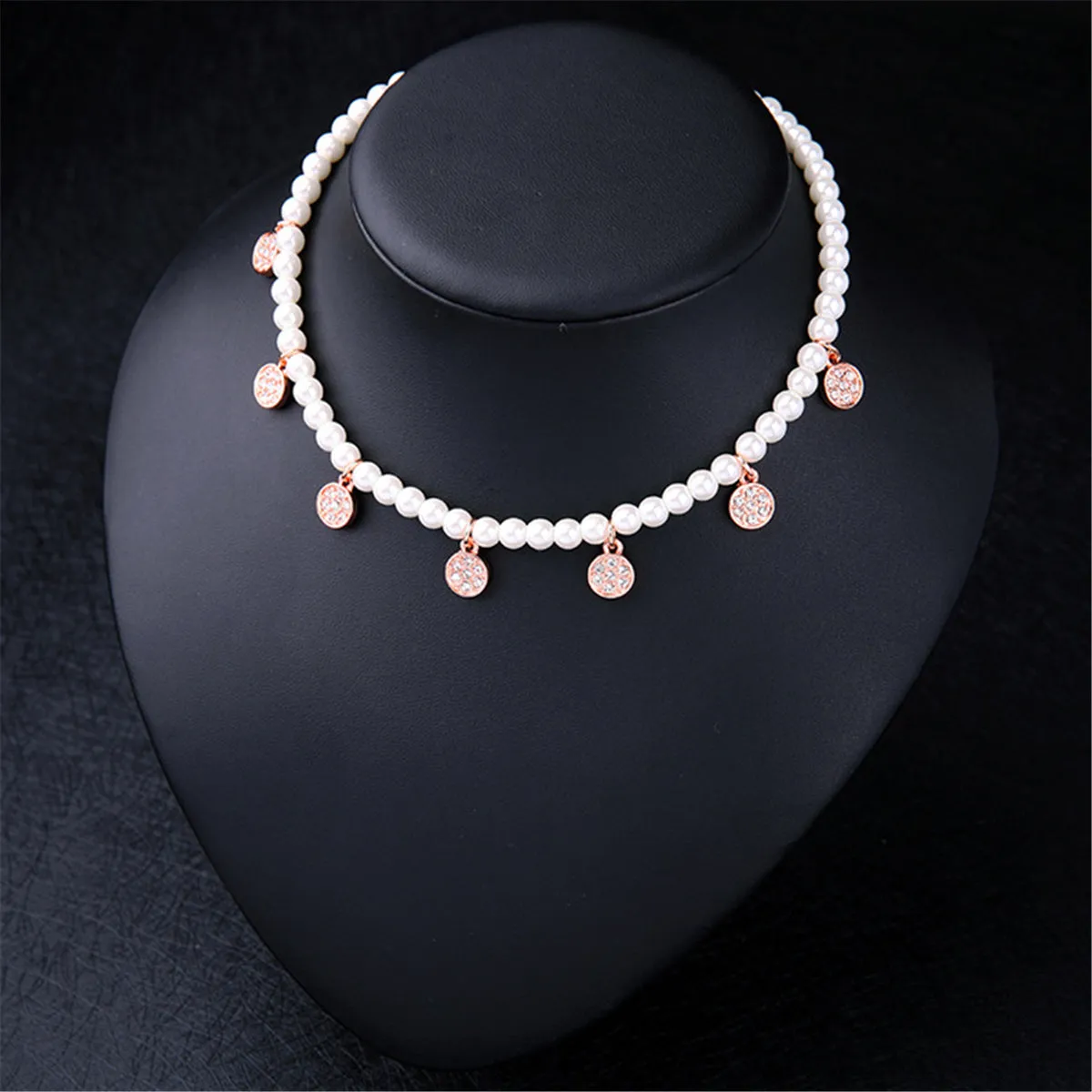 Cubic Zirconia & Pearl Station Necklace