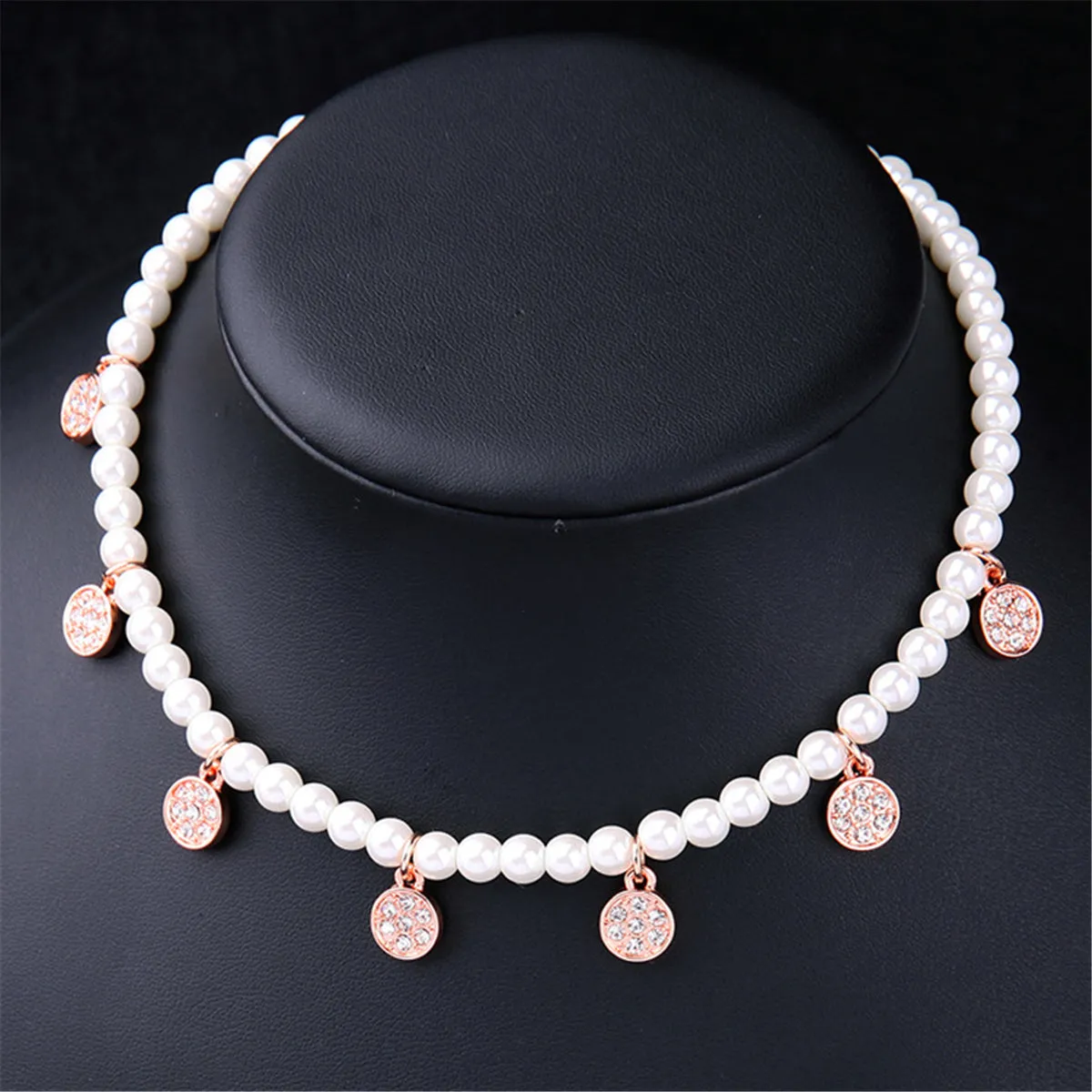 Cubic Zirconia & Pearl Station Necklace