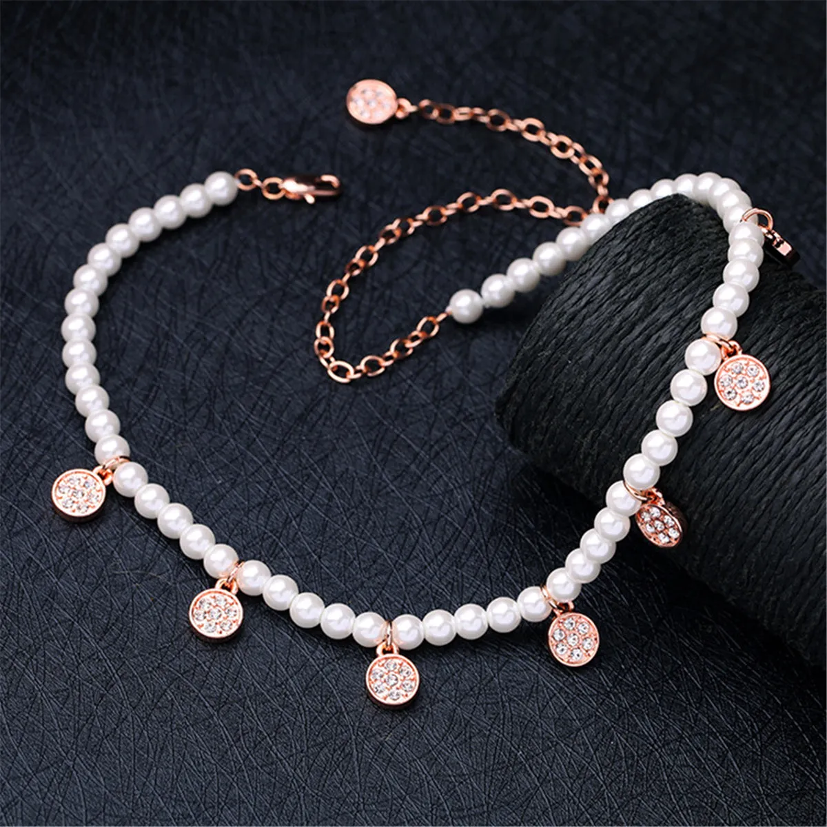 Cubic Zirconia & Pearl Station Necklace