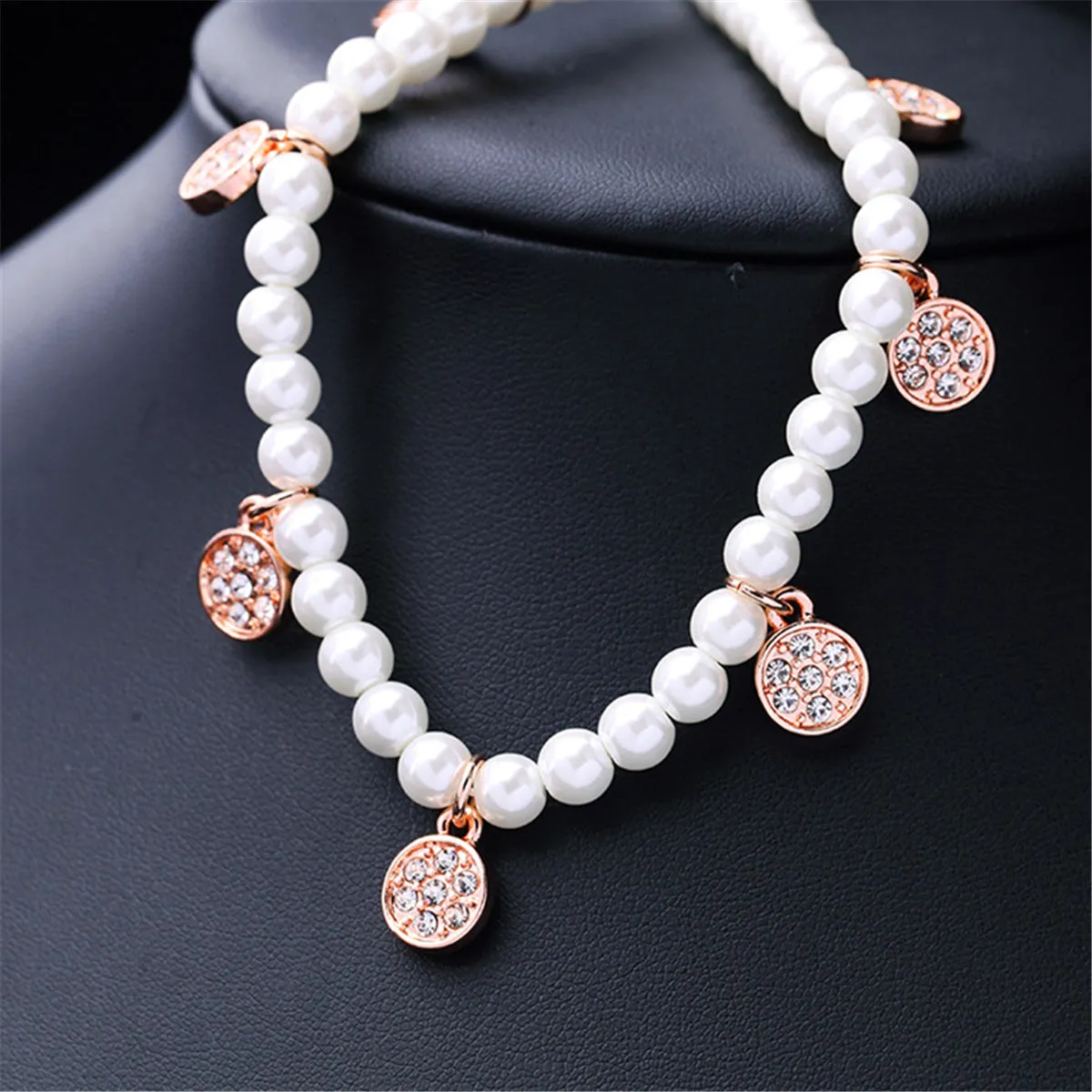 Cubic Zirconia & Pearl Station Necklace
