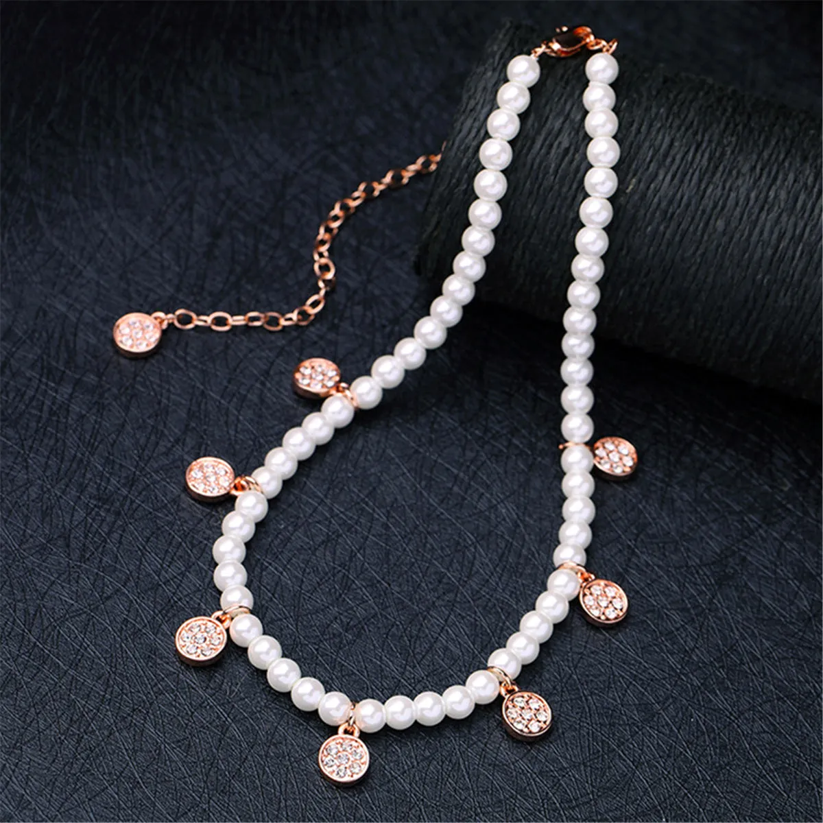 Cubic Zirconia & Pearl Station Necklace