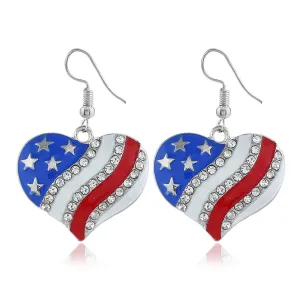 Cubic Zirconia & Silver-Plated Flag Heart Drop Earrings