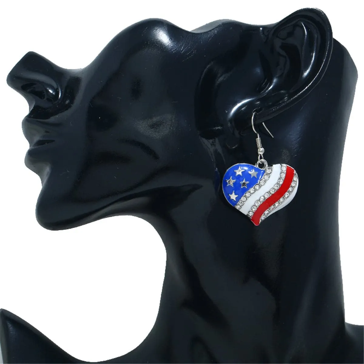 Cubic Zirconia & Silver-Plated Flag Heart Drop Earrings
